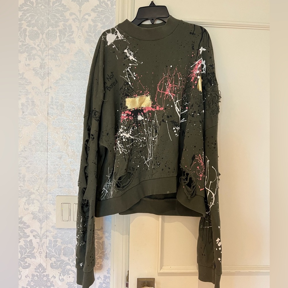 Zara Distressed Graffiti Pullover